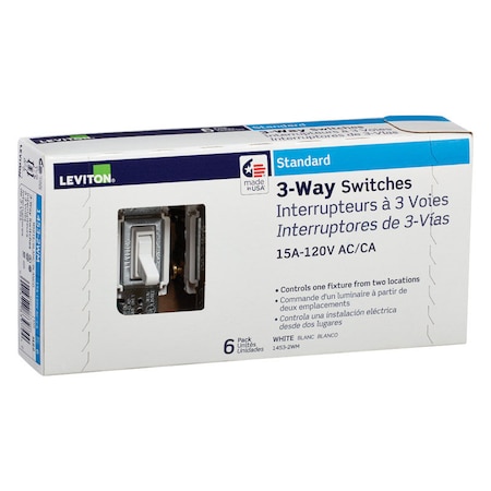 Leviton Leviton 15 amps Three Pole Toggle AC Quiet Switch White 6 pk 1453-2WM